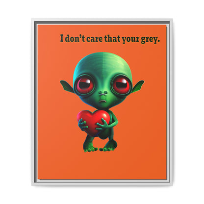 I don't care that your grey - framed canvas art (orange)