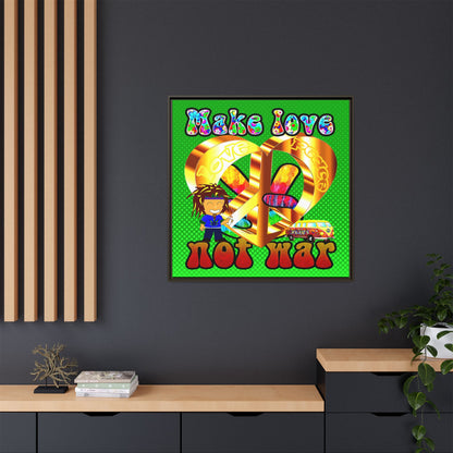 love peace - framed canvas art (logo green)