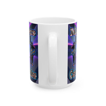 em cee squared - White Mug (grey-pink wave)