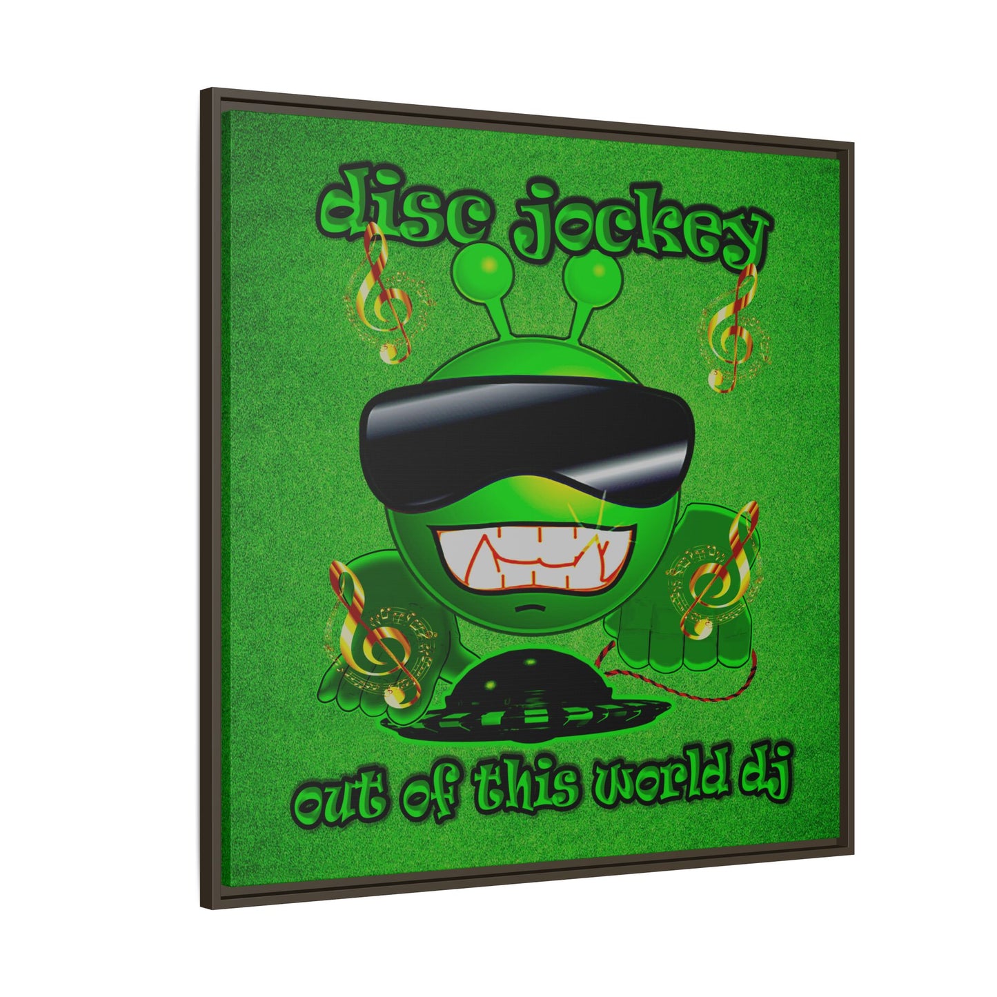 disc jockey - framed canvas art (green turf)