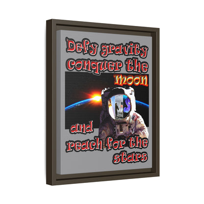 defy conquer reach - framed canvas art (grey)