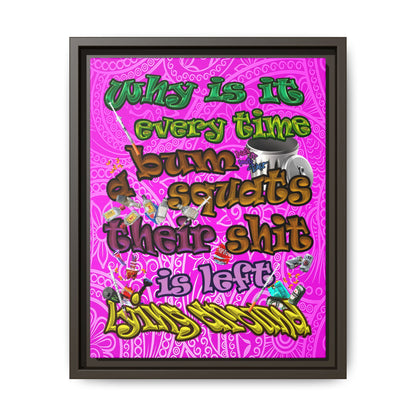 the bum's shit - framed canvas art (pink swirl)