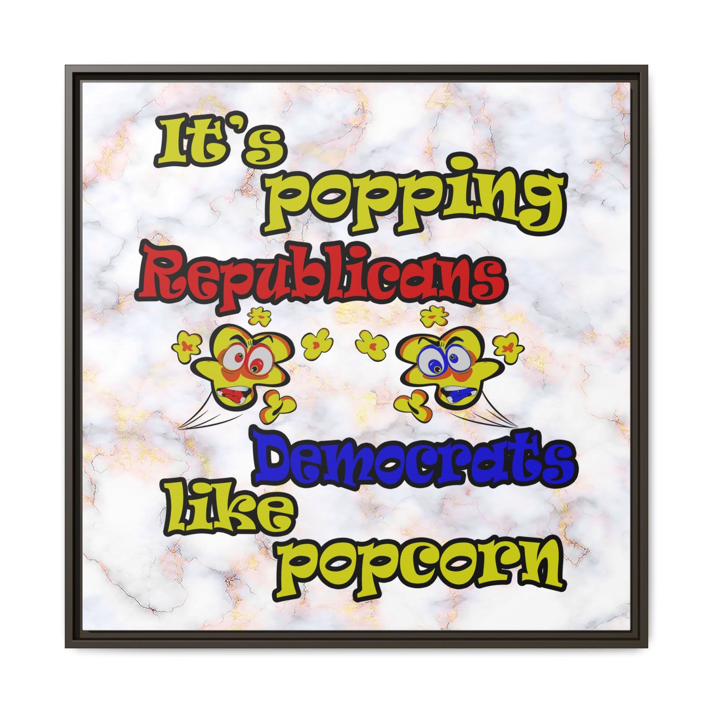 popping like popcorn - framed canvas art (white marble)