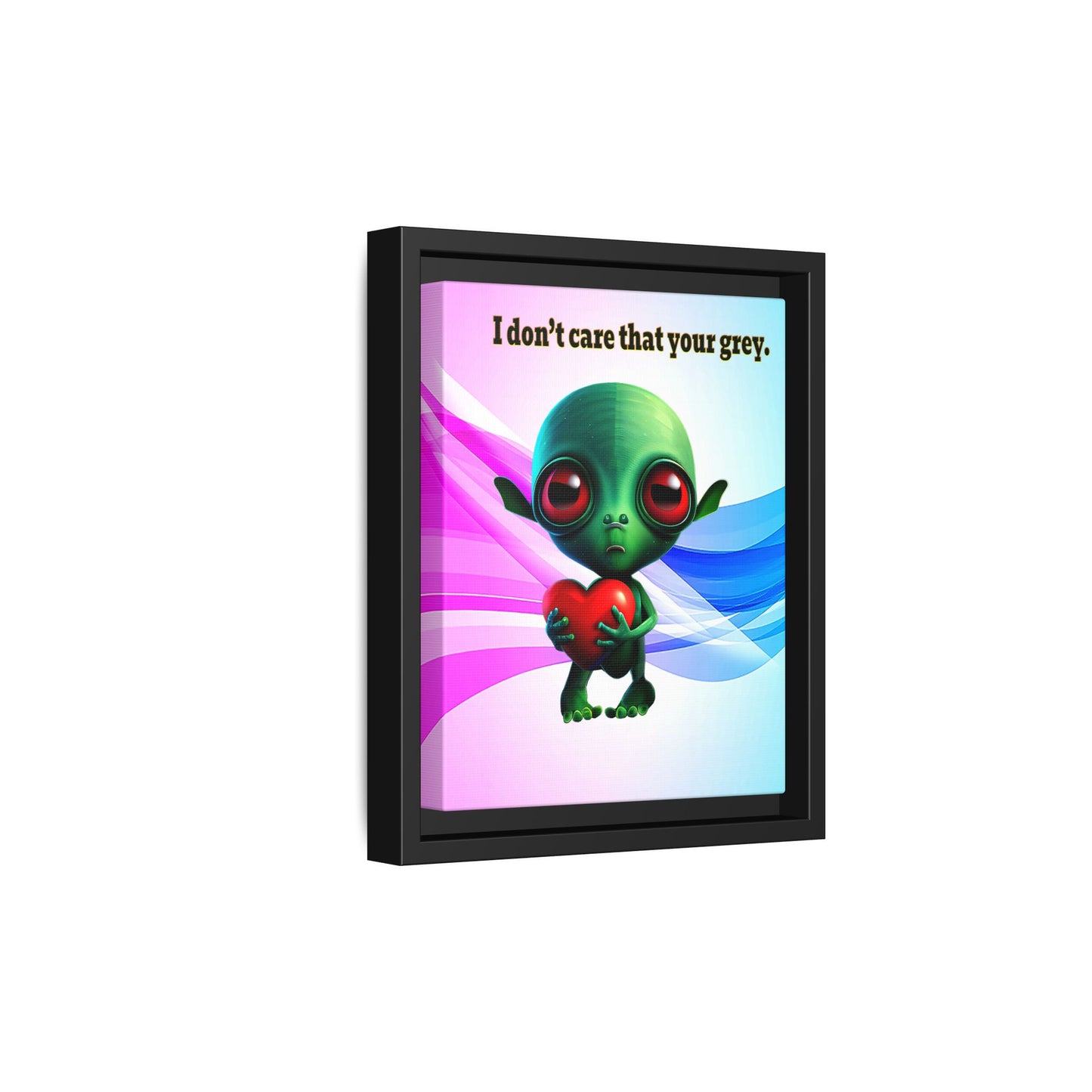 I don't care that your grey - framed canvas art (light blue-pink wave)