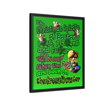 christmas spirits of boston - framed canvas art (logo green)