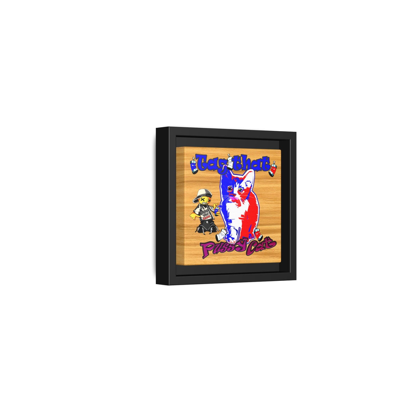tag that - framed canvas art (butterscotch wood finish)