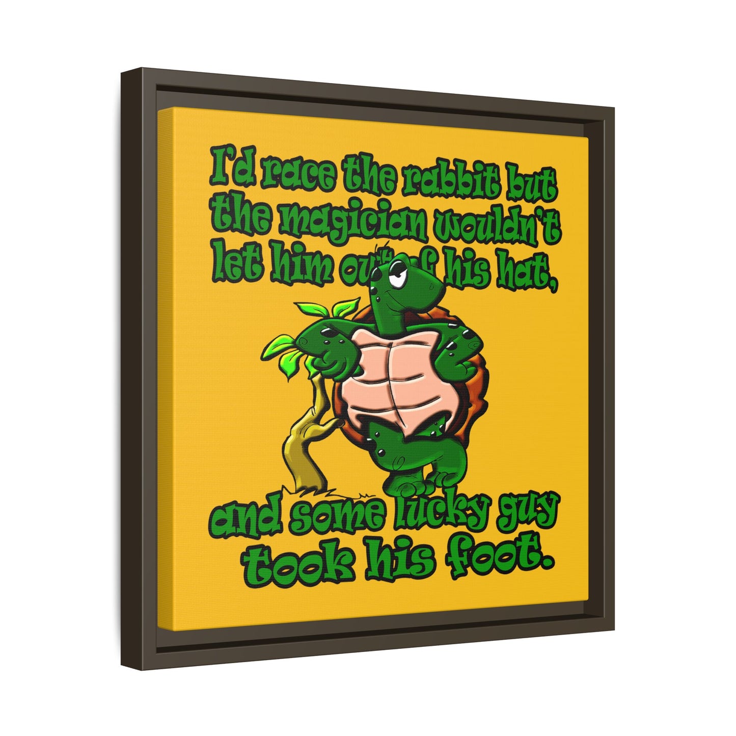 turtle race - framed canvas art (yellow)