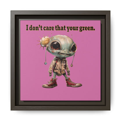 I don't care that your green - framed canvas art (light pink)