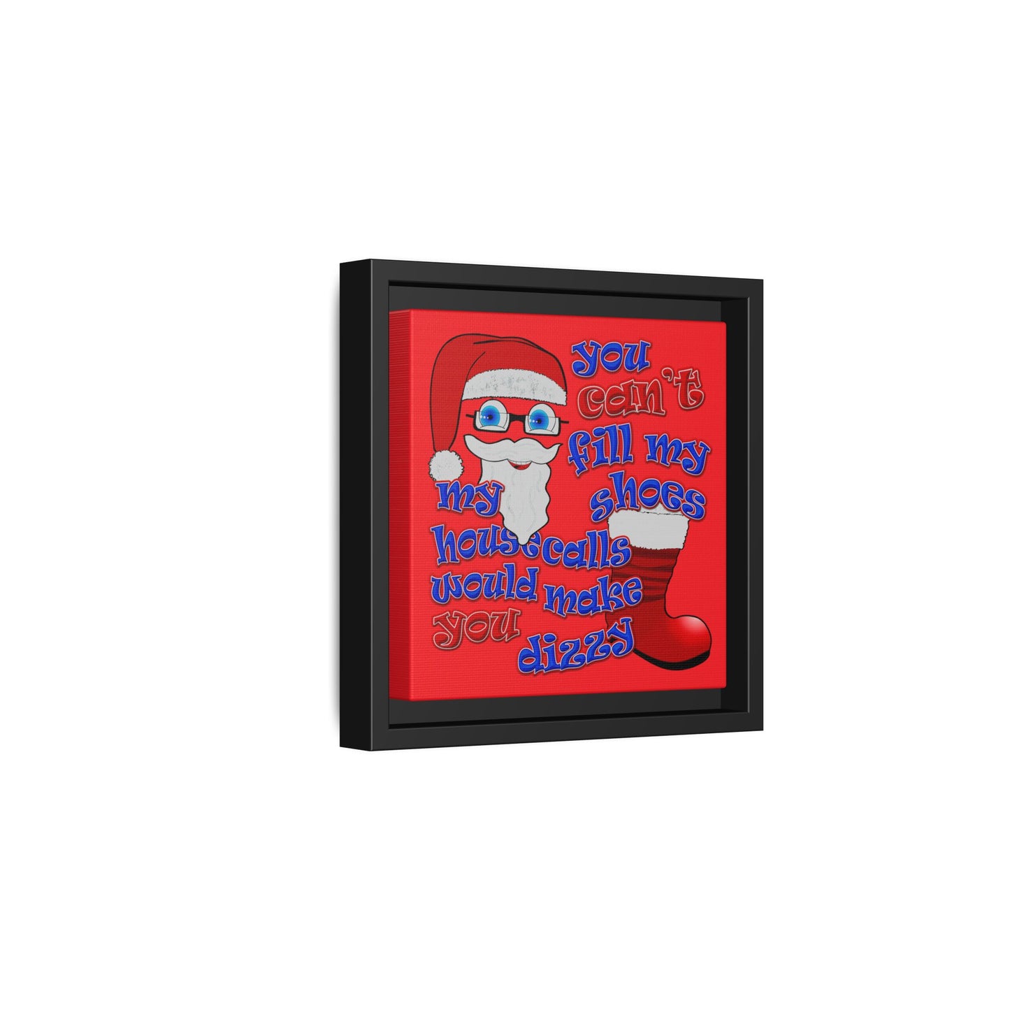santa's shoes - framed canvas art (red)