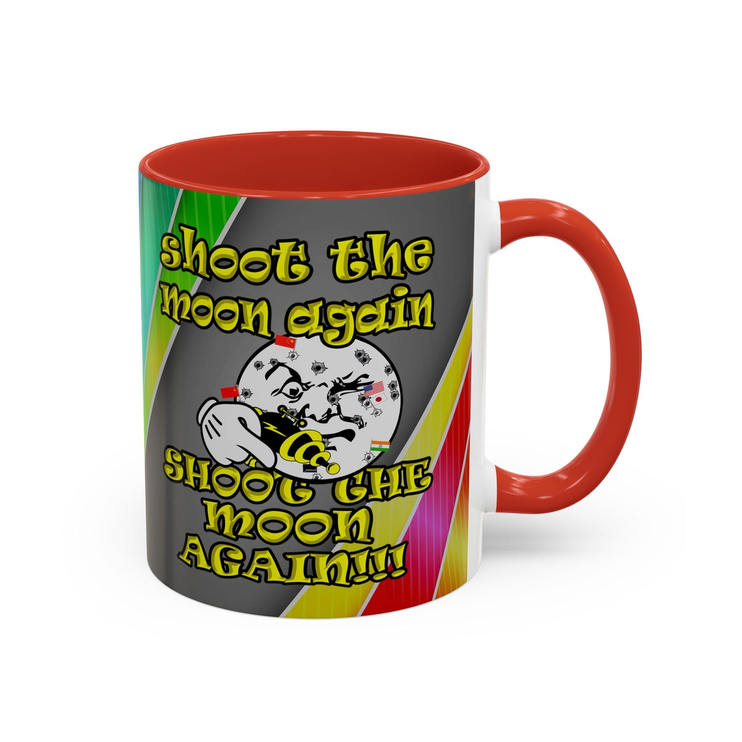 shoot the moon again - Accent Mug (rainbow split)