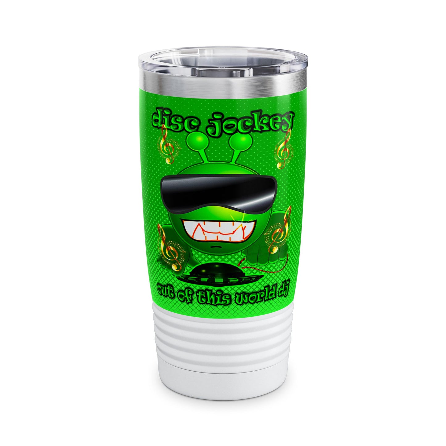 disc jockey - Ringneck Tumbler, 20oz (logo green)