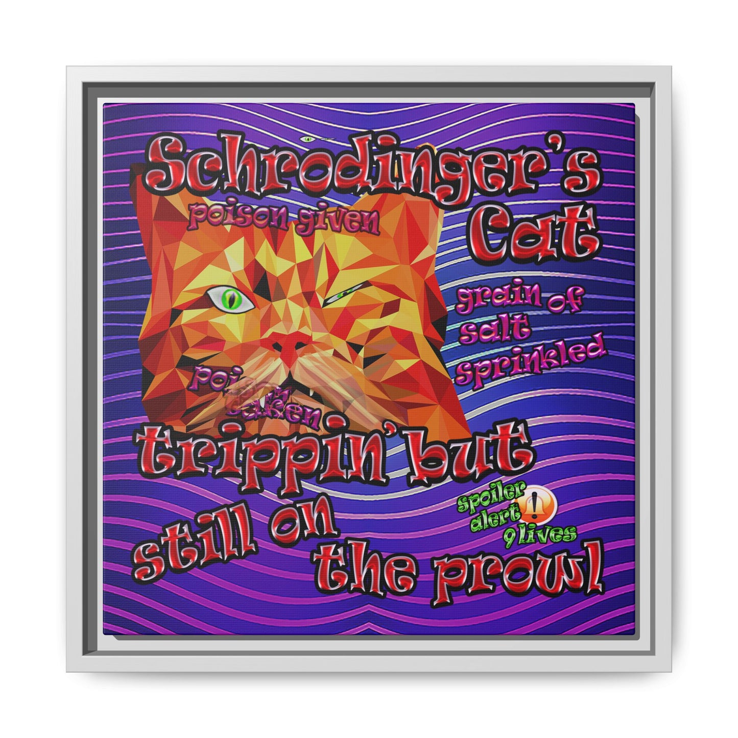 schrodinger's cat - framed canvas art (purple wave)