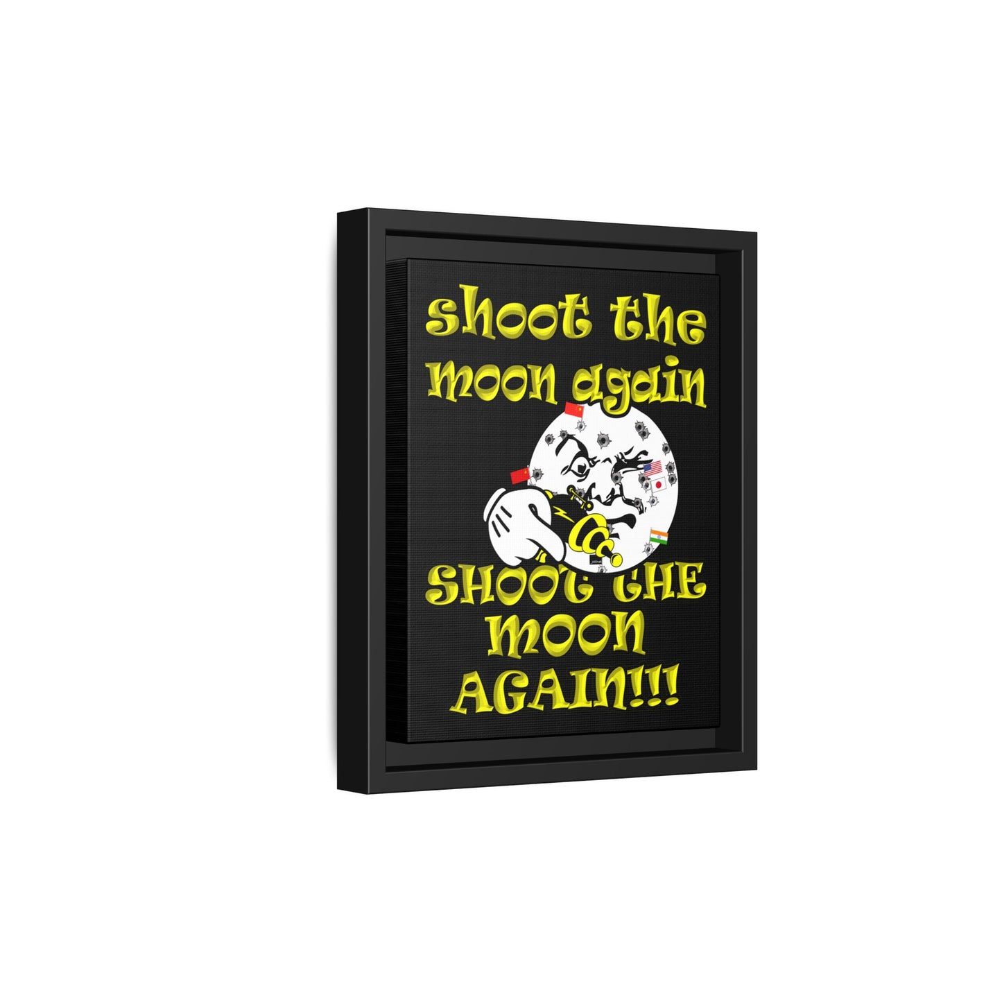 shoot the moon again - framed canvas art (black)