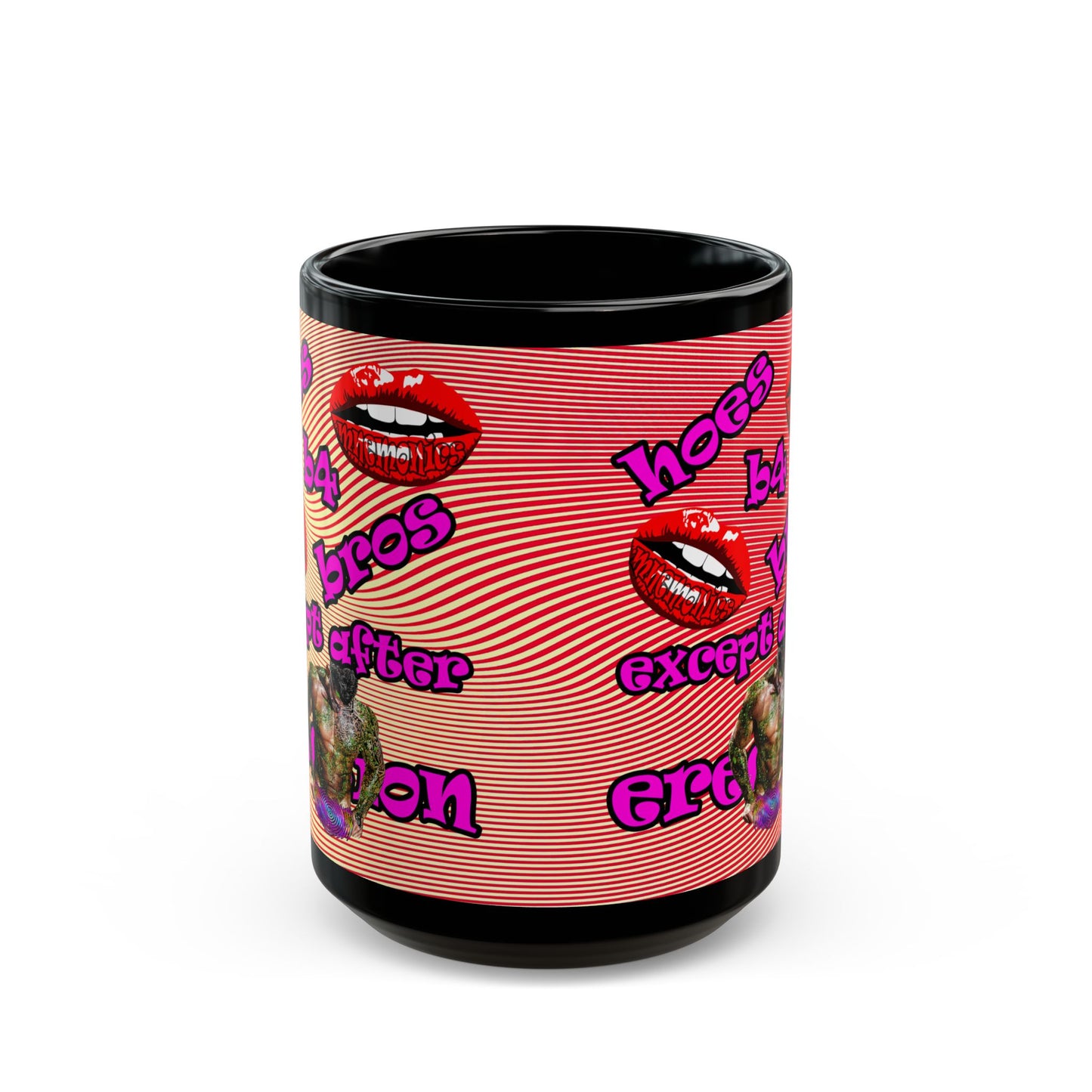 hoes b4 bros - Black Mug (yellow-orange wave)