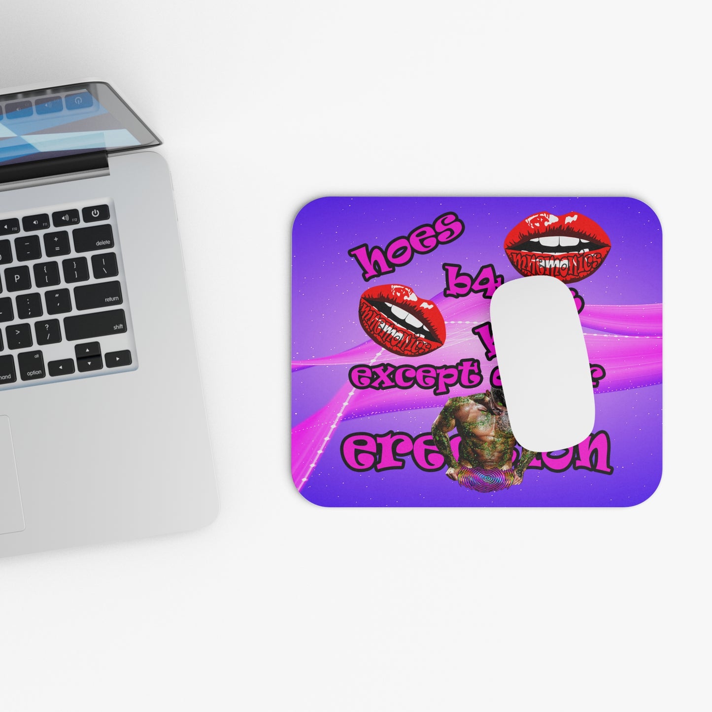 hoes b4 bros - Mouse Pad (Rectangle) (purple-pink wave)