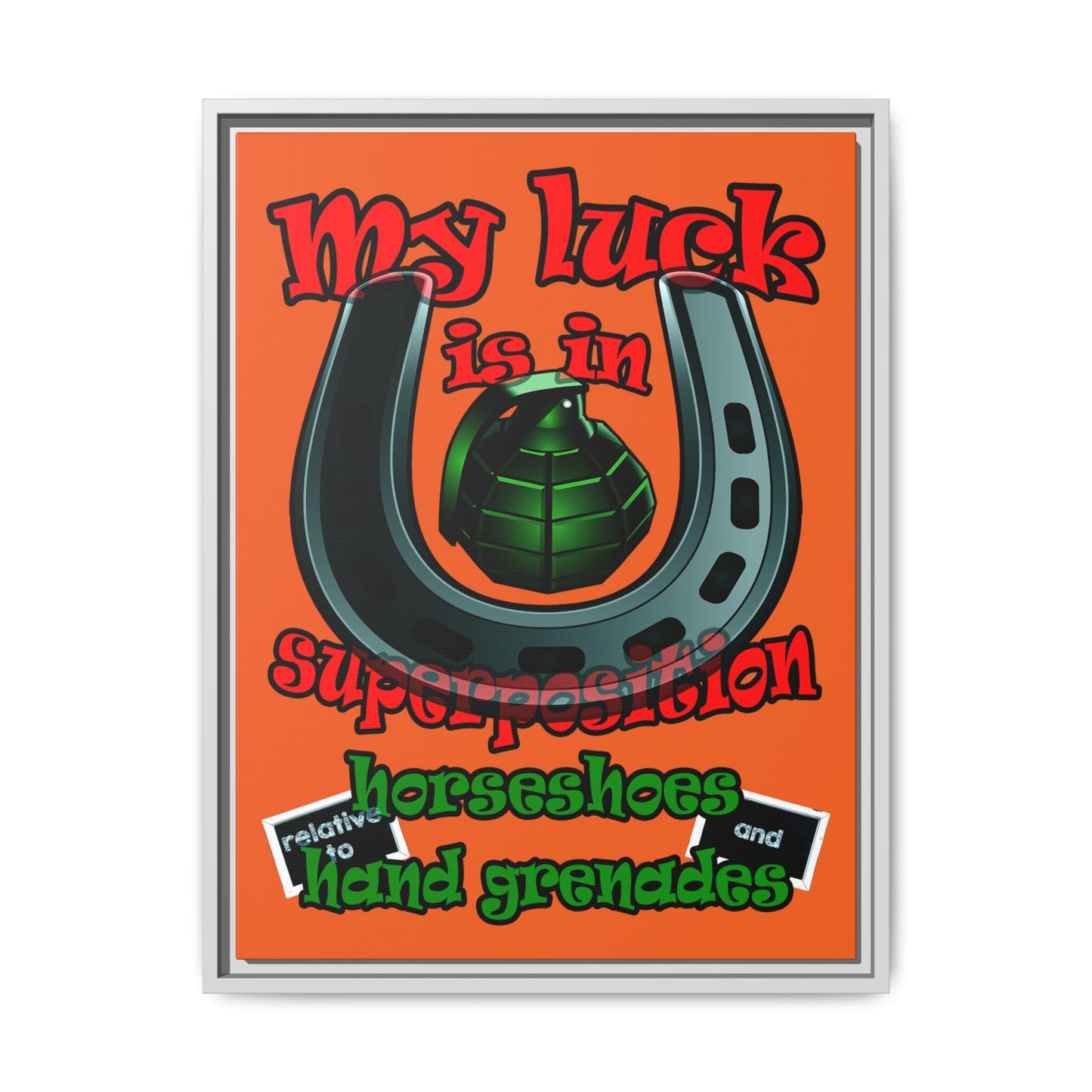 my luck - framed canvas art (orange)