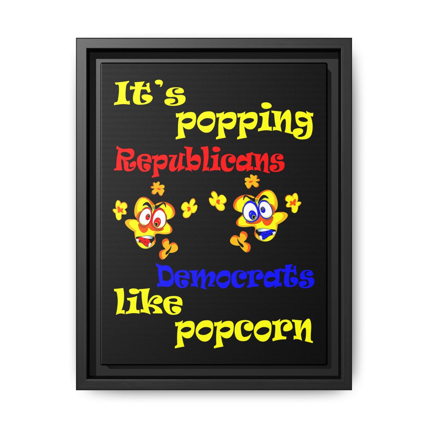 popping like popcorn - framed canvas art (black)