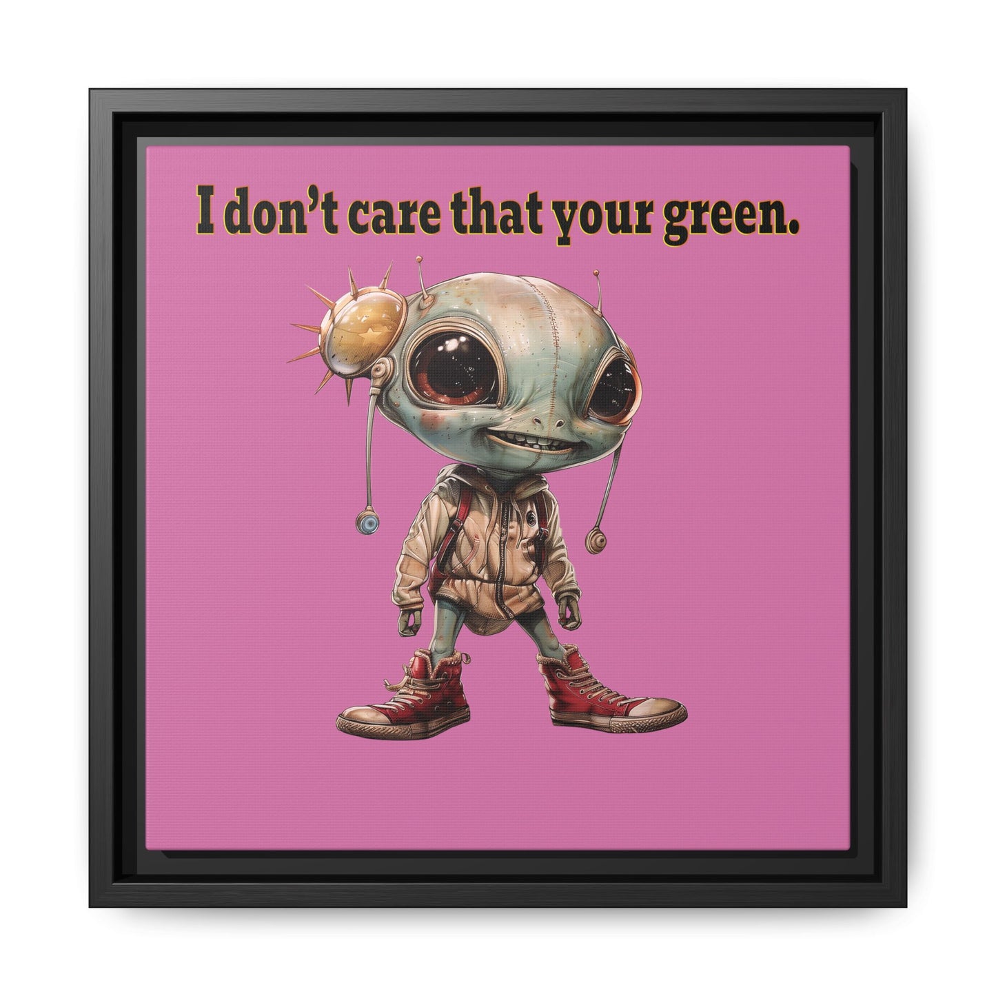 I don't care that your green - framed canvas art (light pink)