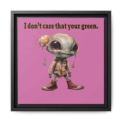 I don't care that your green - framed canvas art (light pink)