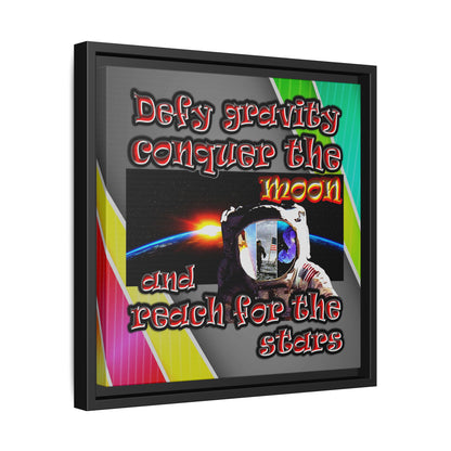 defy conquer reach - framed canvas art (rainbow split)