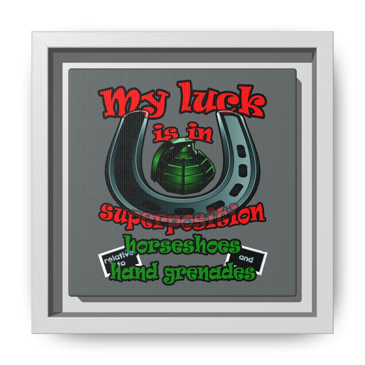 my luck - framed canvas art (dark grey)