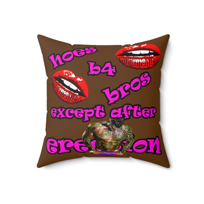 hoes b4 bros - Faux Suede Square Pillow - (brown)