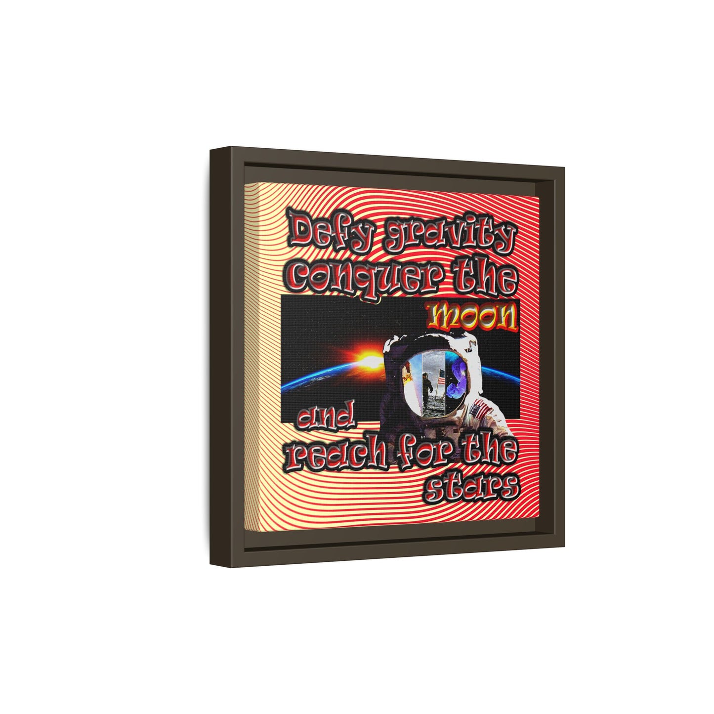 defy conquer reach - framed canvas art (yellow-orange wave)