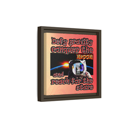 defy conquer reach - framed canvas art (yellow-orange wave)