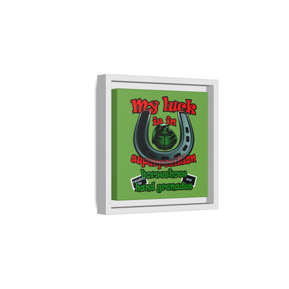 my luck - framed canvas art (green)