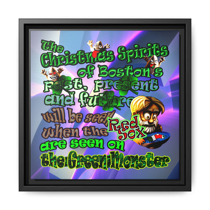 christmas spirits of boston - framed canvas art (grey-pink wave)