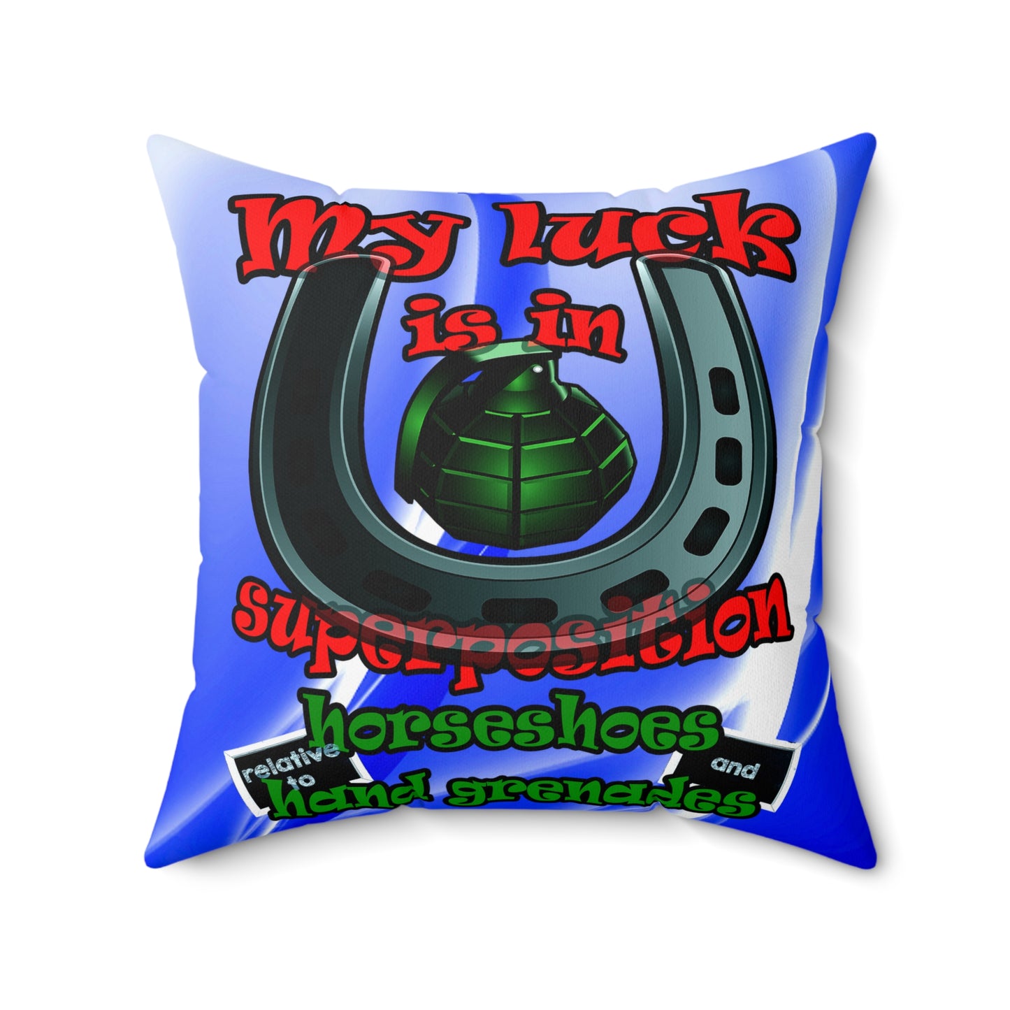 my luck - Spun Polyester Square Pillow - (blue-white wave)