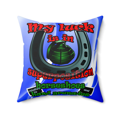 my luck - Spun Polyester Square Pillow - (blue-white wave)