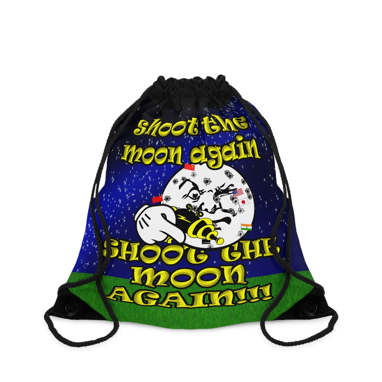 shoot the moon again - Drawstring Bag ('snoops' background)