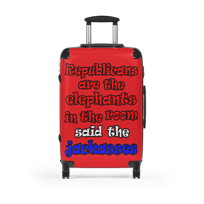 donkeys and elephants - Suitcase (red)