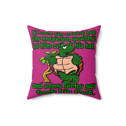 turtle race - Faux Suede Square Pillow - (pink)