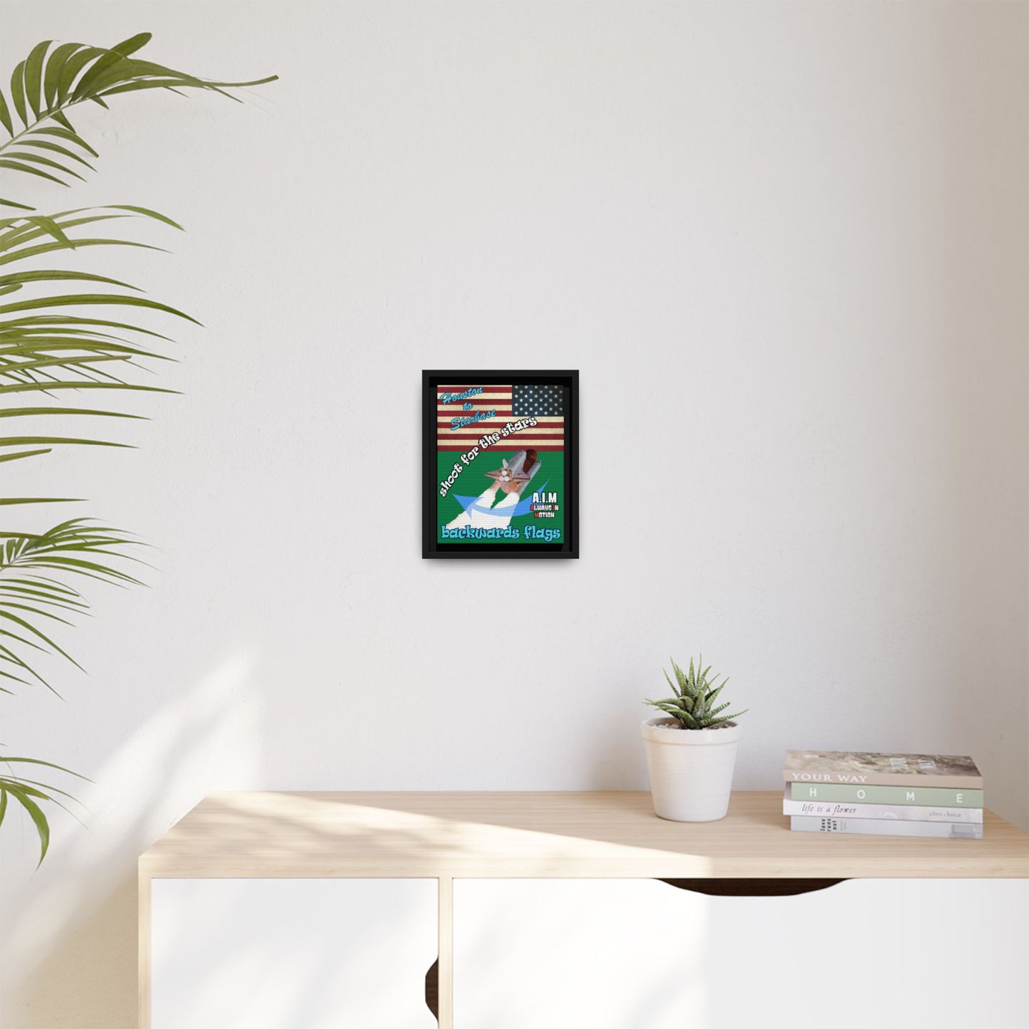 shoot for the stars - framed canvas art (dark green)