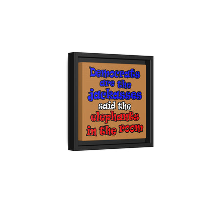 donkeys and elephants - framed canvas art (light brown)