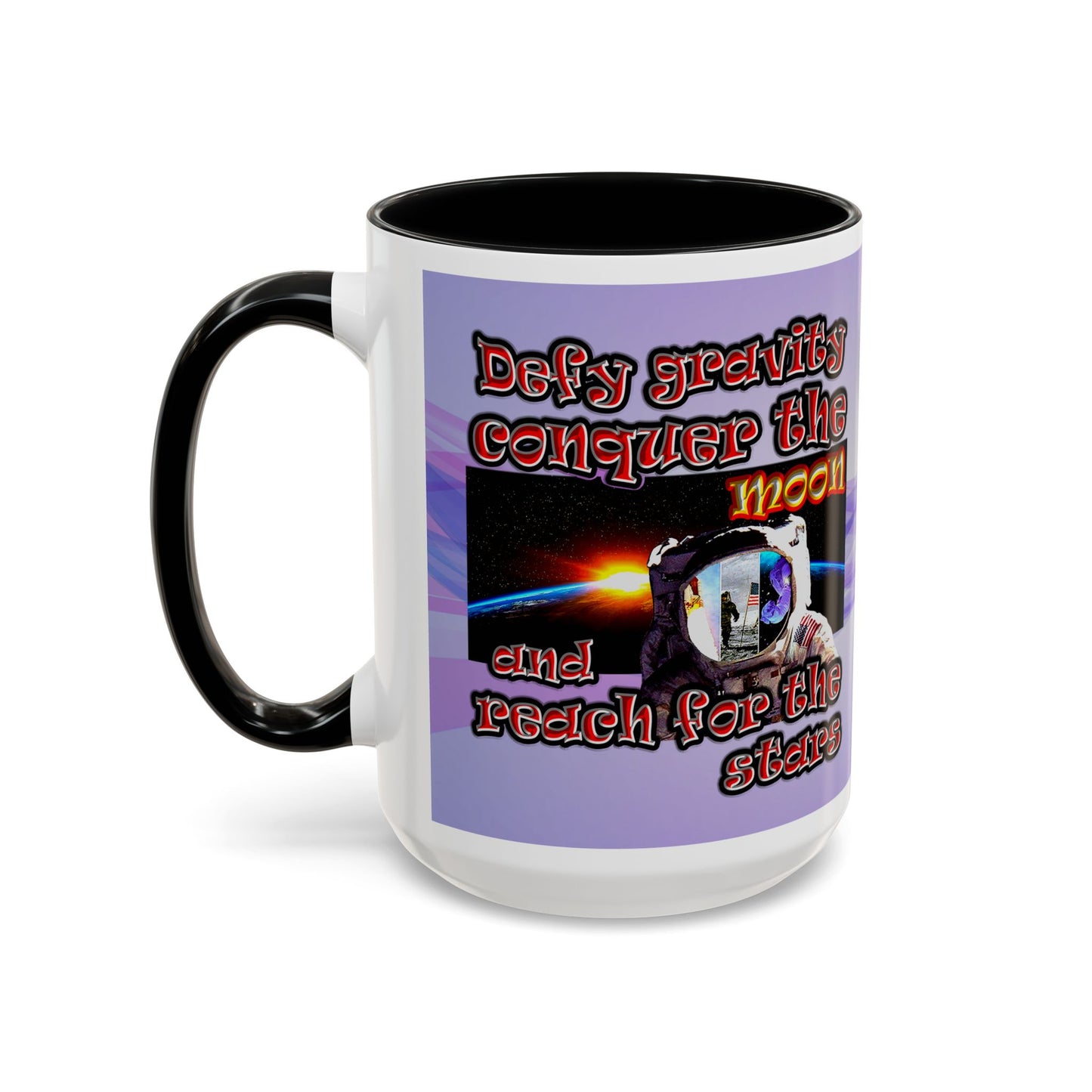 defy conquer reach - Accent Mug (light blue-pink wave)