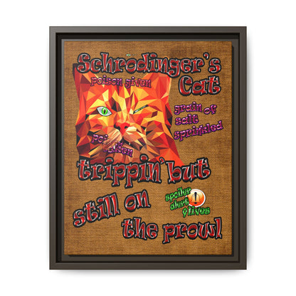 schrodinger's cat - framed canvas art (brown papyrus)
