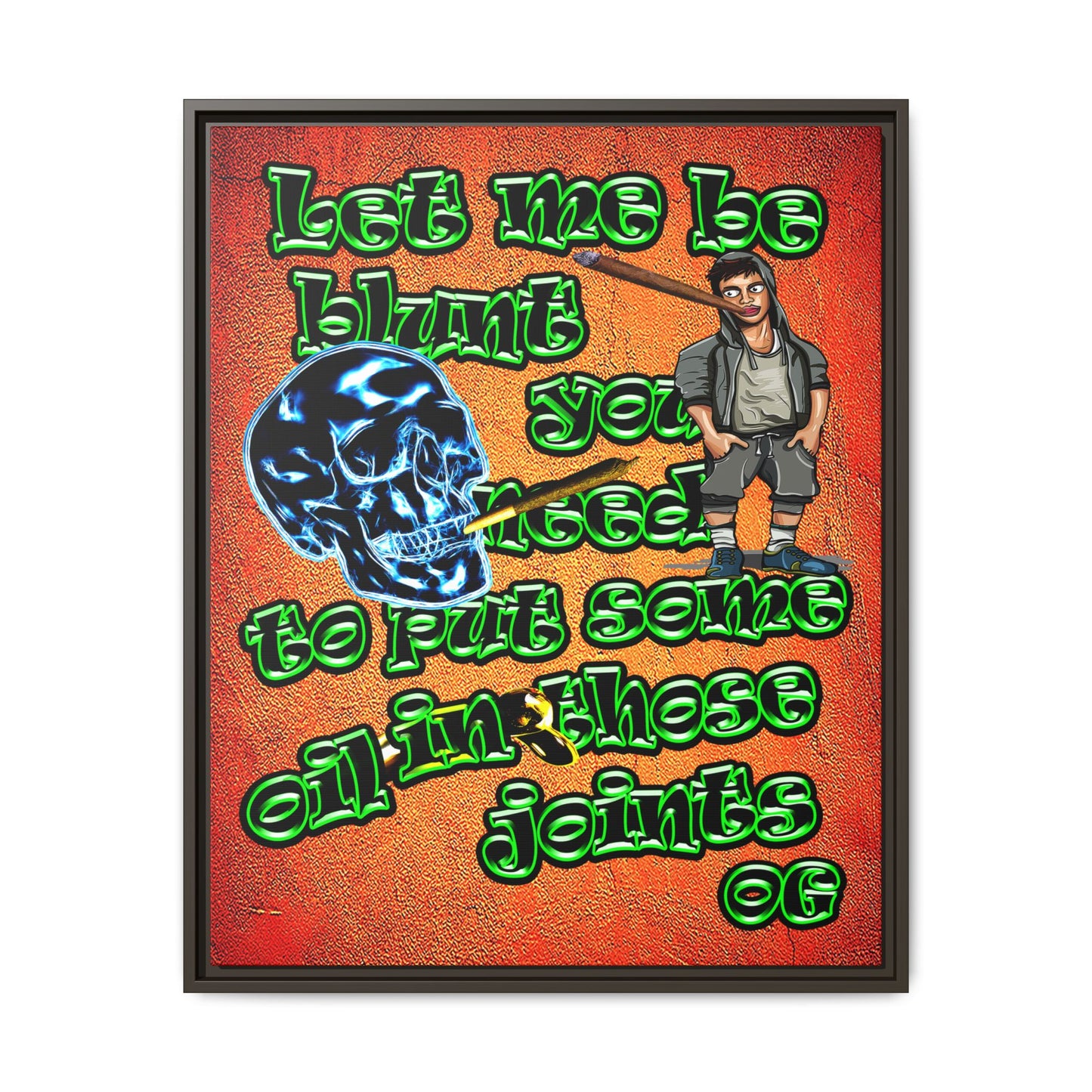 og - framed canvas art (burnt orange)