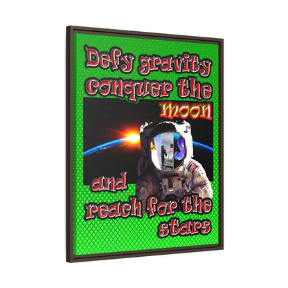 defy conquer reach - framed canvas art (logo green)