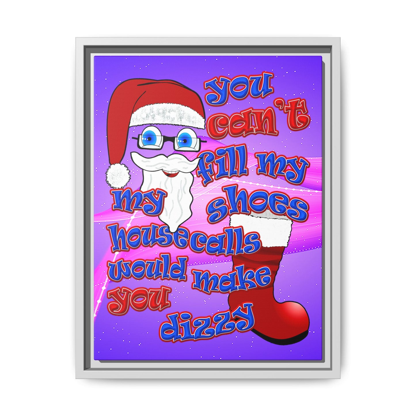 santa's shoes - framed canvas art (purple-pink wave)