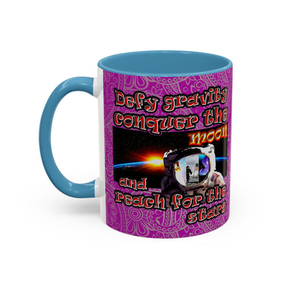 defy conquer reach - Accent Mug (pink swirl)