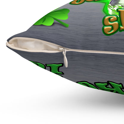 celtics logo - Spun Polyester Square Pillow - (brushed nickel)