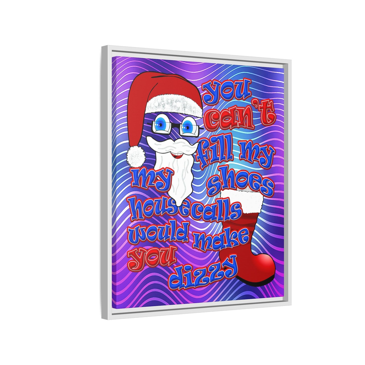 santa's shoes - framed canvas art (purple wave)