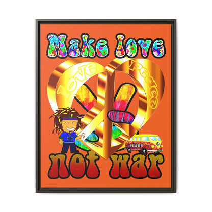 love peace - framed canvas art (orange)
