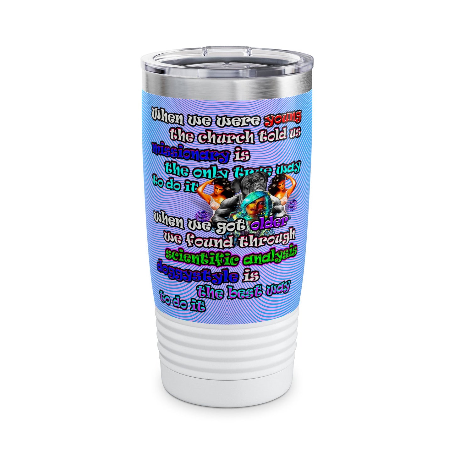 doggystyle - Ringneck Tumbler, 20oz (light blue-purple wave)