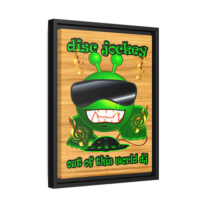 disc jockey - framed canvas art (butterscotch wood finish)