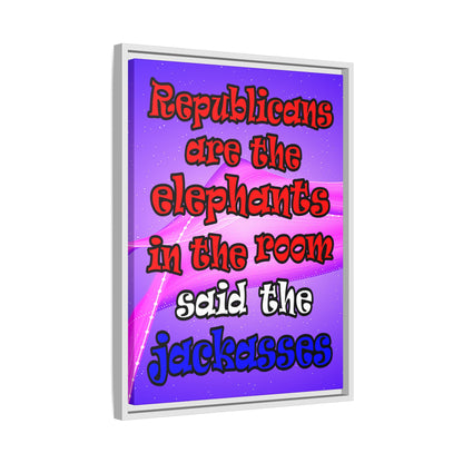 donkeys and elephants - framed canvas art (purple-pink wave)