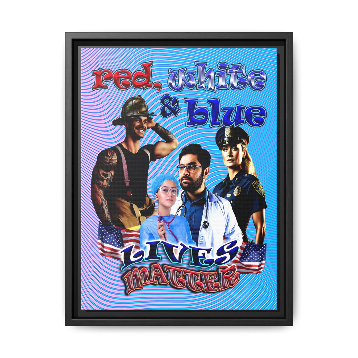 rw&b lives matter - framed canvas art (light blue-purple wave)